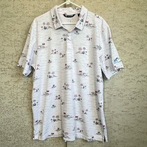 Matthew Travis Men's White Nautical Print Golf Polo Shirt Size XXL Nautical Prep